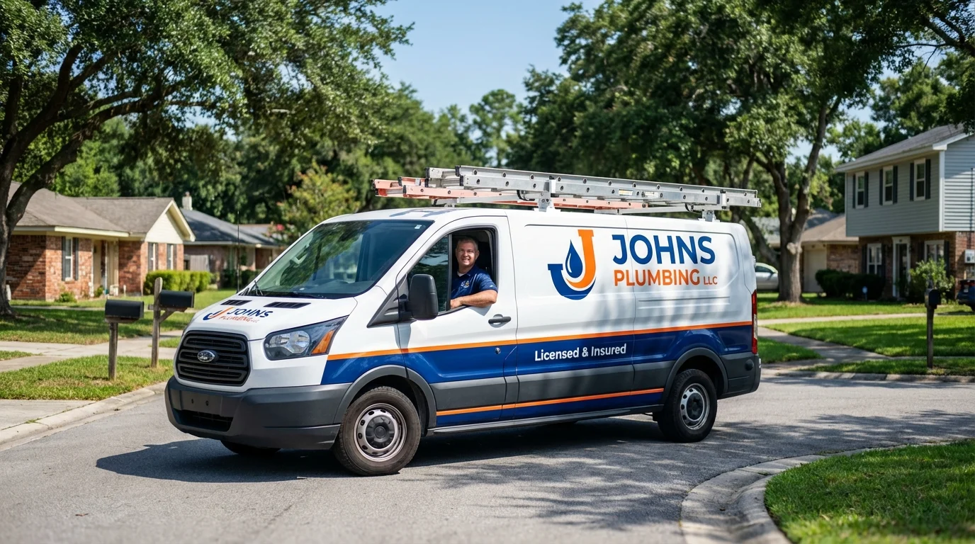 Johns Plumbing LLC service van in Harbor Beach, MI