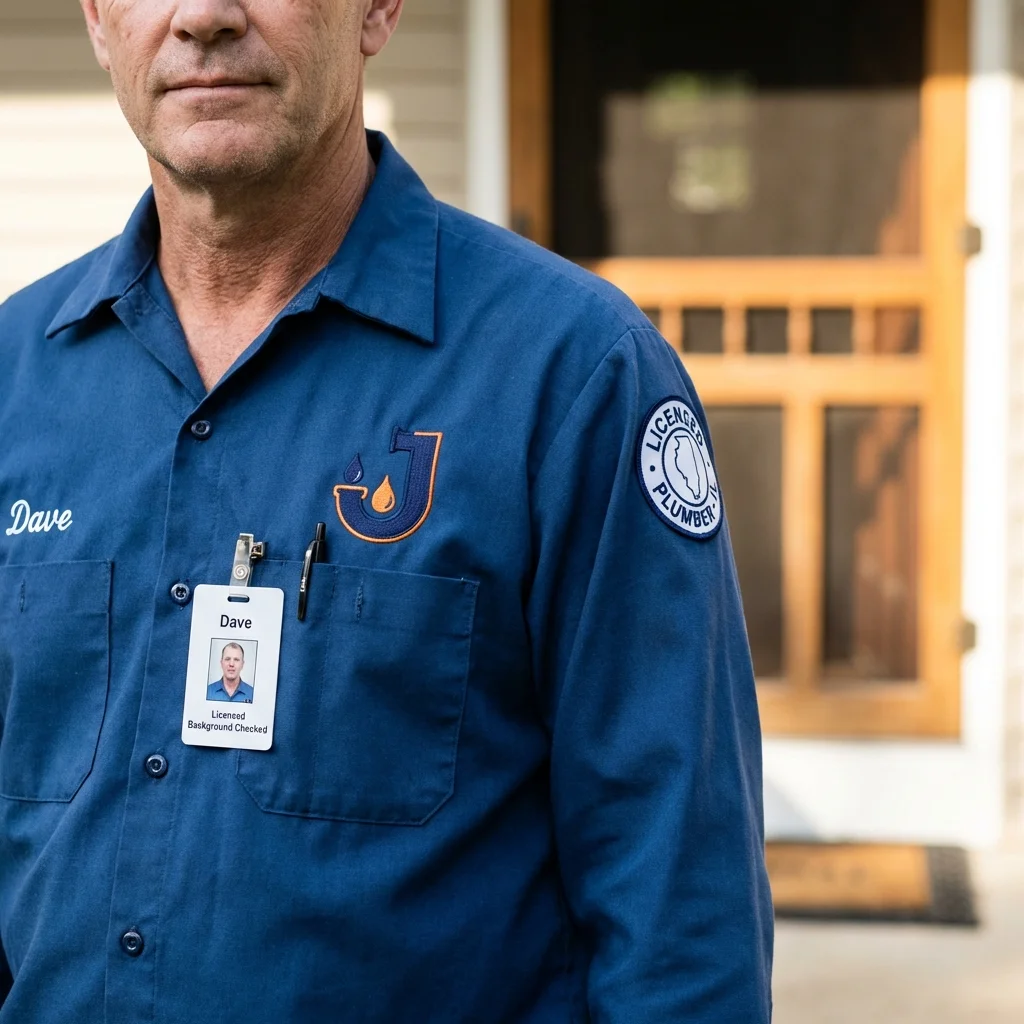 Licensed plumber showing ID badge in Harbor Beach, MI