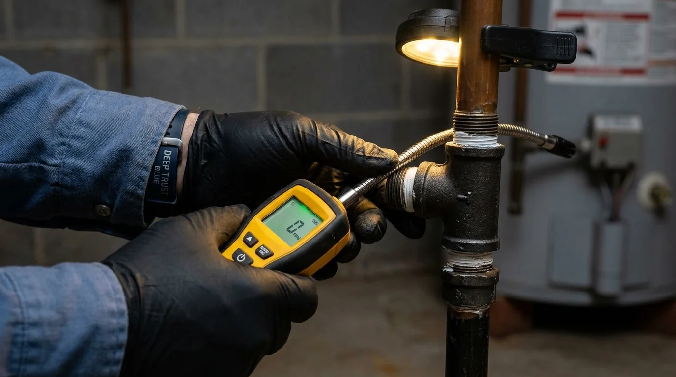Gas leak detection with electronic sniffer by Johns Plumbing LLC in Harbor Beach