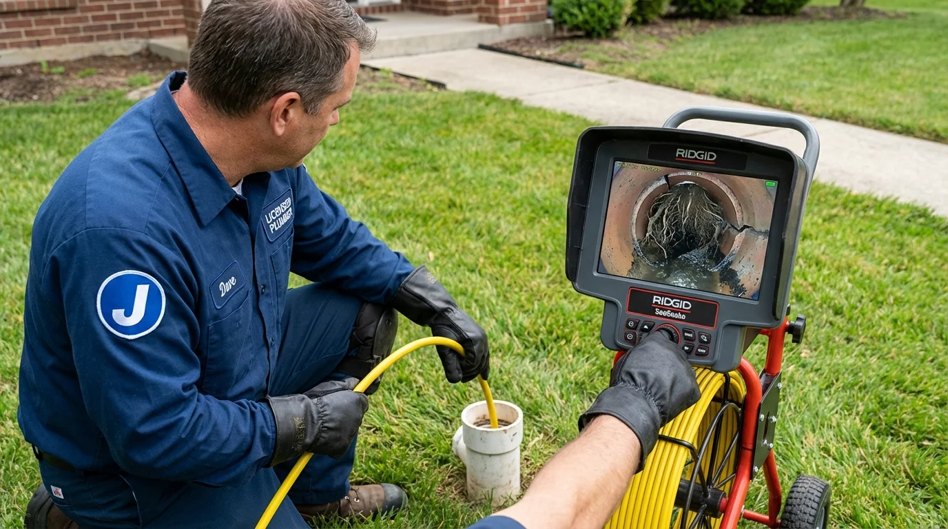 Sewer camera inspection being performed by Johns Plumbing LLC in Harbor Beach