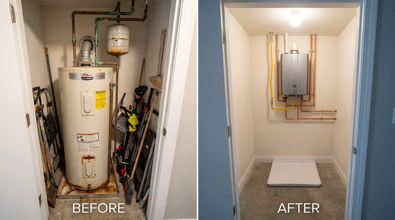 Tank water heater versus wall-mounted tankless unit comparison for Harbor Beach, MI homeowners