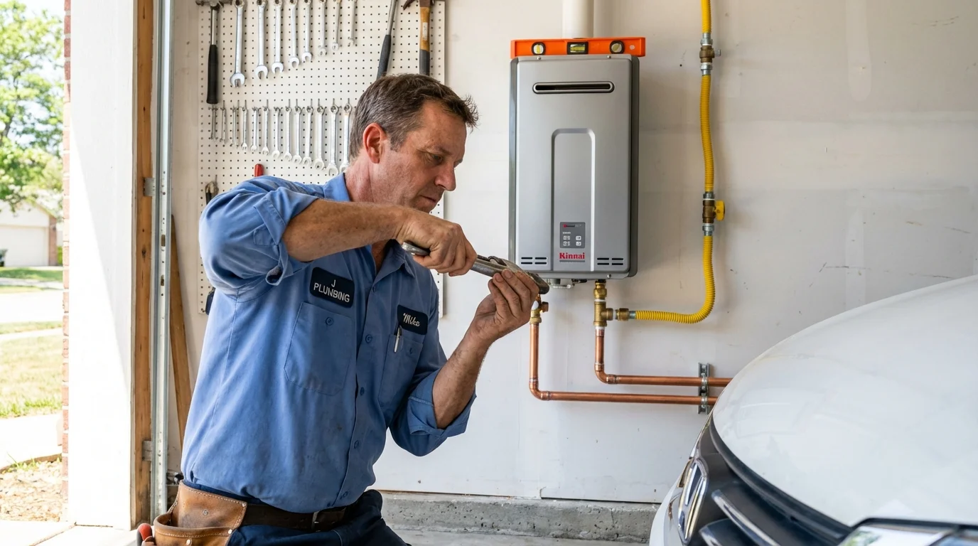 Tankless water heater installation by a Johns Plumbing LLC plumber in Harbor Beach